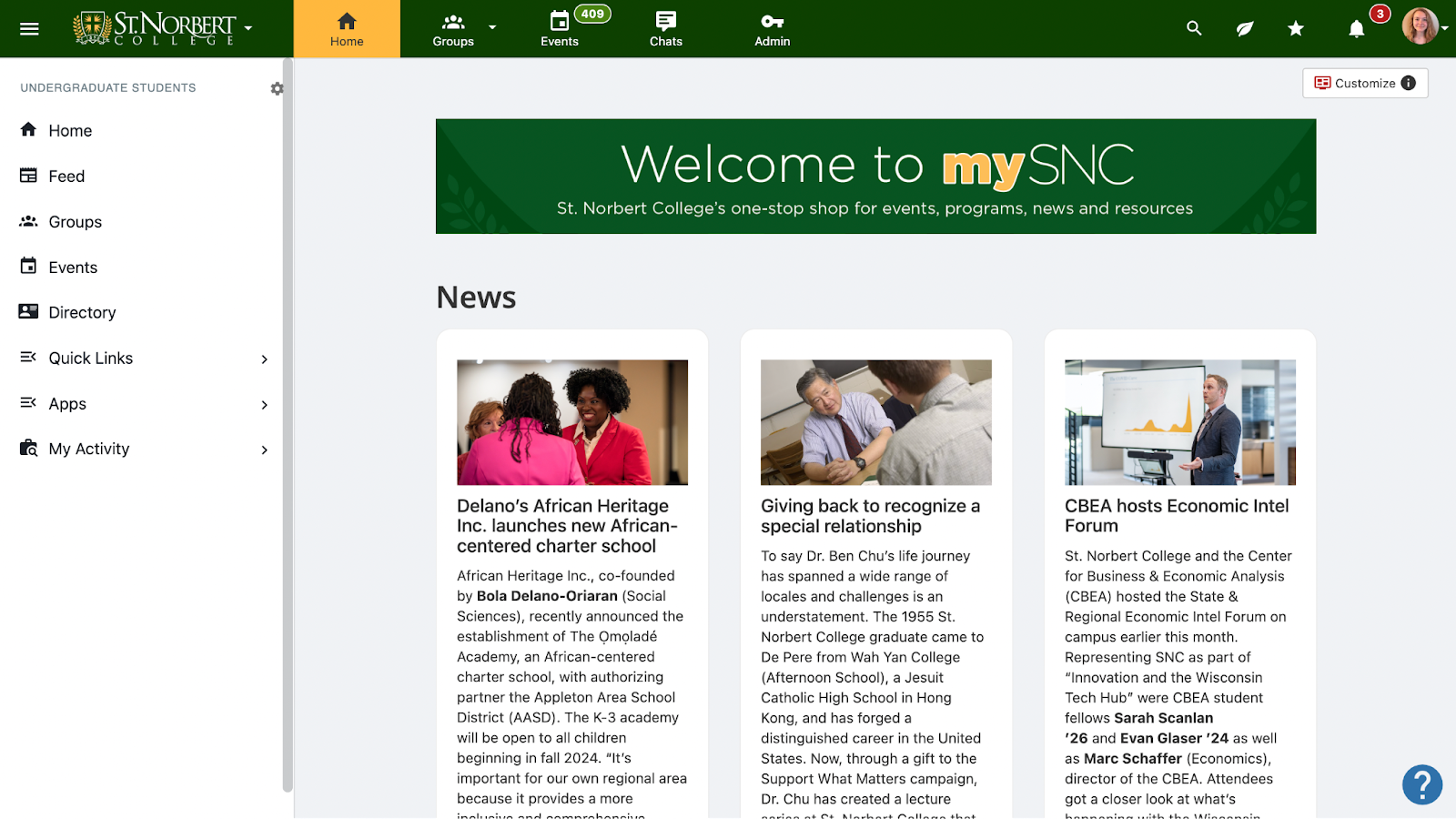 mySNC: Accessing Your Class Group – St. Norbert College